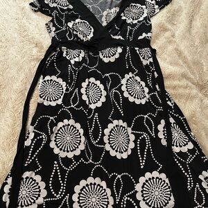 Elegant Black and White Floral Dress